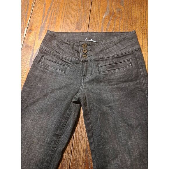 Size 3 Farlow Black Denim 3 Button Bootcut Flare Jeans with Pockets Casual Pants - Picture 2 of 3